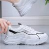 کتونی اسپرت لژدار طبی مدل چونه فانتزی سفید مشکی Women’s Chunky Platform Orthopedic White Black Fashion Sneakers