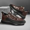 photo_4_2026-08-13_19-37-34 کتونی مردانه اسپرت طرح چرم تمساح قهوهای مشکی Men’s Crocodile Pattern Leather Sport Sneakers Brown Black