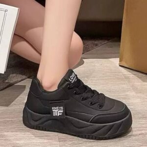 کتونی لژدار فشن زنانه مدل لاو مشکی Women’s Love Platform Fashion Black Sneakers