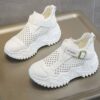کتونی لژ مخفی لژدار زنانه رویه تنفسی تمام سفید Women’s Hidden Platform Breathable All White Sneakers