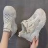 کتونی لژ مخفی لژدار زنانه رویه تنفسی تمام سفید Women’s Hidden Platform Breathable All White Sneakers