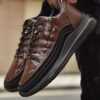 photo_6_2026-08-13_19-37-34 کتونی مردانه اسپرت طرح چرم تمساح قهوهای مشکی Men’s Crocodile Pattern Leather Sport Sneakers Brown Black