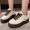 کتونی لژدار اسپرت زنانه مدل لاو کرم قهوه‌ای Women’s Love Platform Sneakers Cream Brown