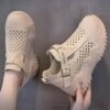 کتونی لژ مخفی لژدار زنانه رویه تنفسی کرم Women’s Hidden Platform Breathable Cream Sneakers