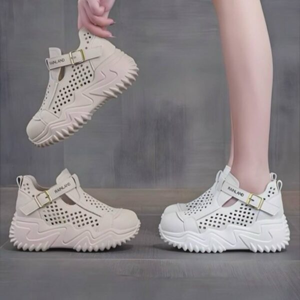 کتونی لژ مخفی لژدار زنانه رویه تنفسی کرم Women’s Hidden Platform Breathable Cream Sneakers